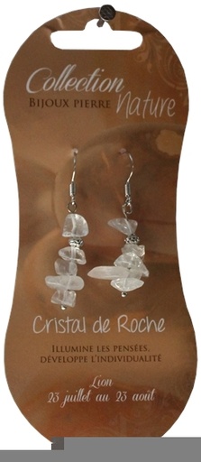 [3660341548271] Boucles d'oreilles pierres baroques - Cristal de roche