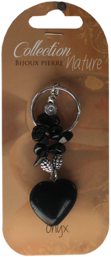 [3660341548653] Porte-clef cœur et pierres baroques - Onyx
