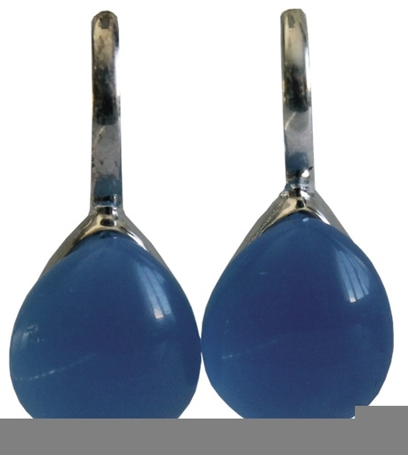 [3660341554692] Boucles d'oreilles Calcédoine Bleue Argent 925 Bombées