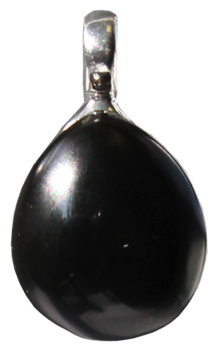 [3660341554791] Pendentif pierre bombée Onyx noir