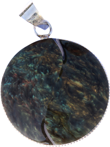 [3660341556498] Pendentif Obsidienne Manta Huichol Forme ronde