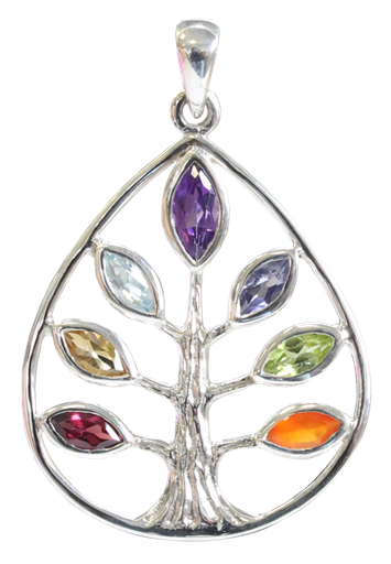 [3660341584866] Pendentif Pierres des Chakras Argent 925 Arbre