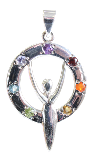[3660341584873] Pendentif Pierres des Chakras Argent 925 Déesse