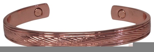 [3660341585870] Bracelet cuivre avec Aimants Jonc plat strié
