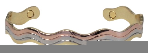 [3660341585948] Bracelet cuivre avec Aimants Forme vagues 3 métaux