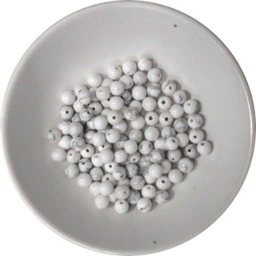 [3660341593370] Perles Howlite Blanche 4 mm - Sachet de 100 perles