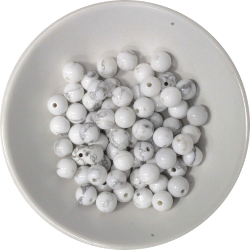 [3660341593387] Perles Howlite Blanche 6 mm - Sachet de 66 perles