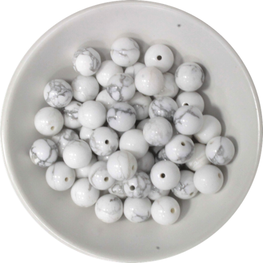 [3660341593394] Perles Howlite Blanche 8 mm - Sachet de 50 perles