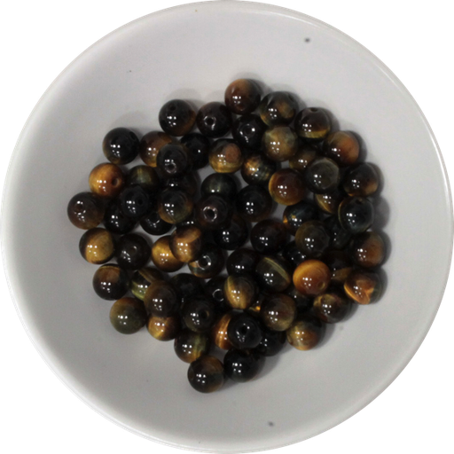 [3660341593530] Perles mix Oeil de Tigre et  Oeil de Faucon 6 mm - Sachet de 66 perles