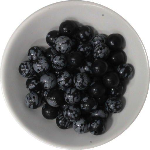 [3660341593578] Perles Obsidienne Mouchetée 8 mm - Sachet de 50 perles