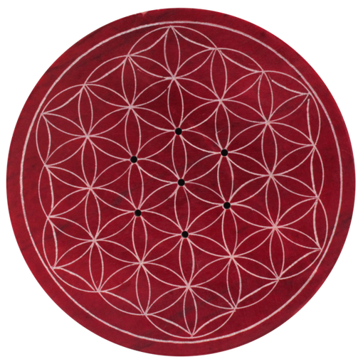 [3660341597156] Porte-encens bordeaux gravé Fleur de Vie