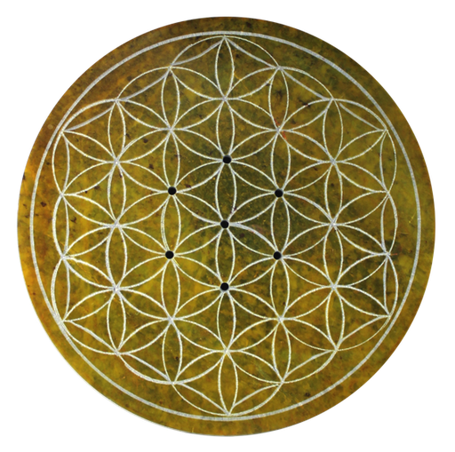 [3660341597163] Porte-encens jaune gravé Fleur de Vie