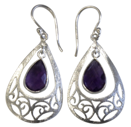 [3660341603260] Boucles d'oreilles Améthyste Argent 925 brossé