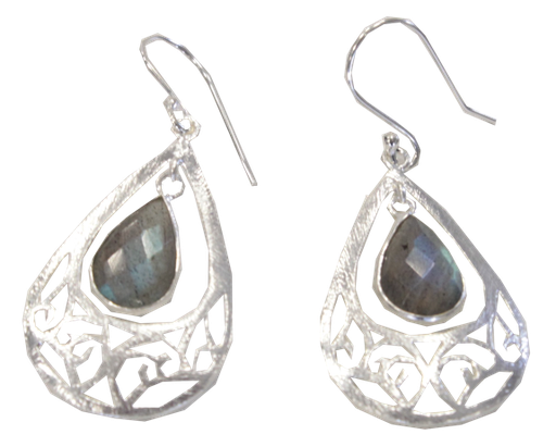 [3660341603277] Boucles d'oreilles Labradorite Argent 925 brossé