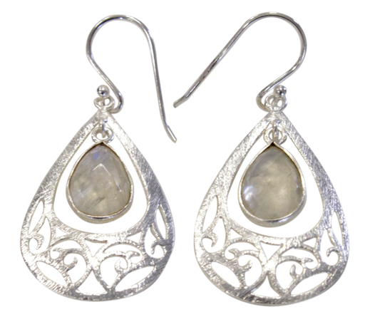 [3660341603291] Boucles d'oreilles Pierre de Lune Argent 925 brossé