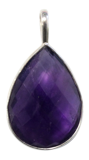 [3660341603369] Pendentif Améthyste Forme ovale Pierre facettée sertie