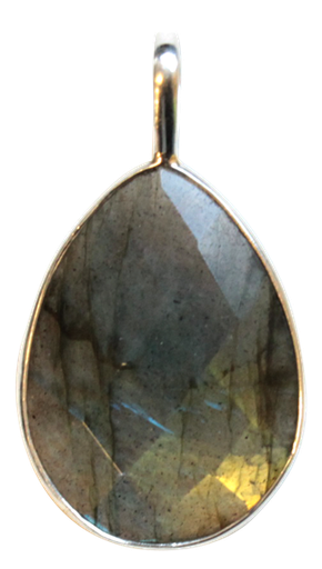 [3660341603376] Pendentif Labradorite Forme ovale Pierre facettée sertie