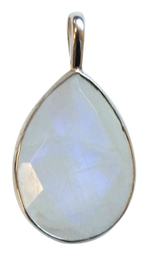[3660341603390] Pendentif Pierre de Lune Forme ovale Pierre facettée sertie