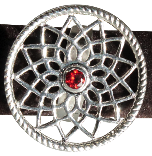 [3660341603932] Bague Mandala 1 pierre - Grenat - T56