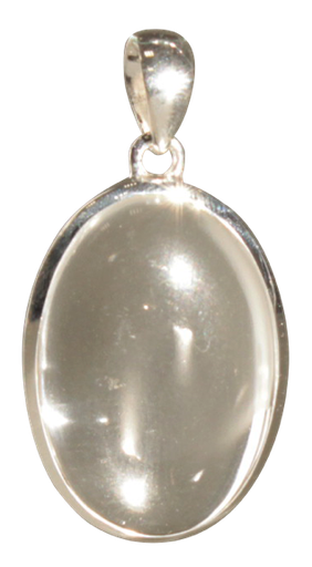 [3660341604038] Pendentif Cristal de Roche Forme ovale Pierre sertie