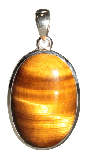 [3660341604052] Pendentif Oeil de Tigre Forme ovale Pierre sertie