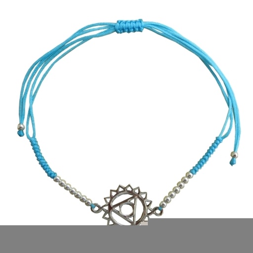 [3660341606032] Bracelet cordon ajustable en coton - Chakra Vishuddha