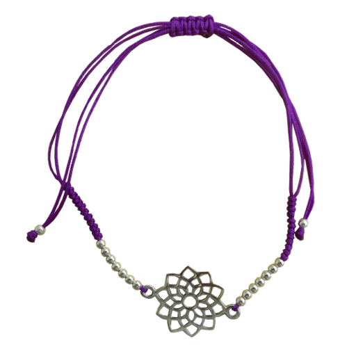 [3660341606056] Bracelet cordon ajustable en coton - Chakra Sahasrara