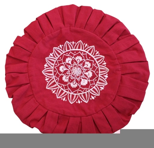 [3660341615034] Housse de Zafu Rouge Broderie Mandala Blanche