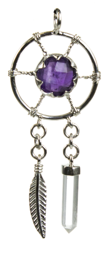 [3660341616604] Pendentif Améthyste Argent 925 Attrape-rêves