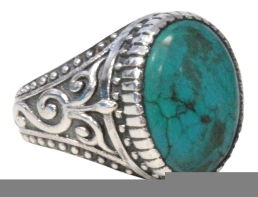 [3660341616895] Bague H Turquoise Argent 925 Ronde T61