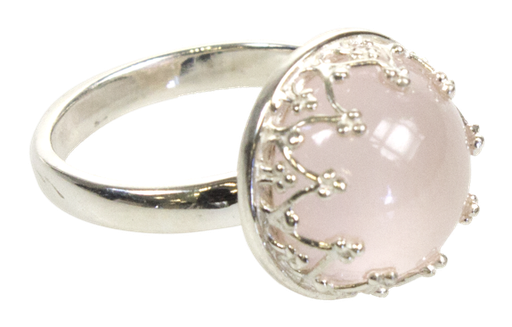 [3660341620090] Bague Quartz Rose Argent 925 Ronde T53