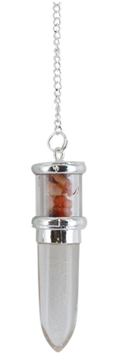 [3660341630204] Pendule Pointe Cristal de Roche et Remplissage Cornaline