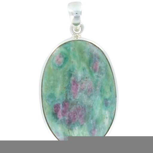 [3660341639313] Pendentif avec carte Rubis sur Fuschite Argent - Tranche 3,5 à 4 cm