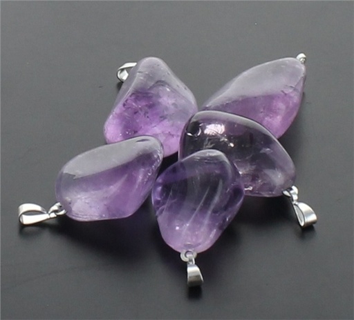 [3660341646946] Pendentif pierre roulée - Améthyste