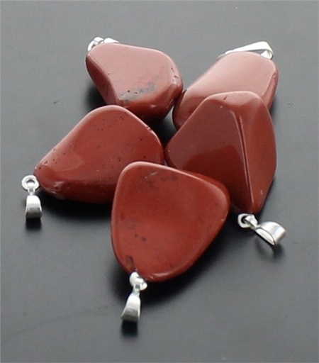 [3660341646991] Pendentif pierre roulée - Jaspe Rouge