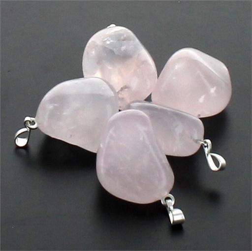 [3660341647042] Pendentif pierre roulée - Quartz Rose