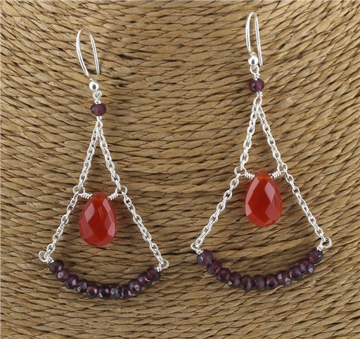 [3660341647387] Boucles d'oreilles Grenat et Cornaline Argent 925