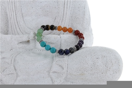 [3660341652855] Bracelet 7 Chakras Mix Perles rondes 8 mm