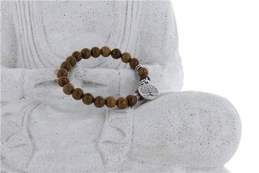 [3660341659052] Bracelet Bois et Charms Arbre de Vie en Alliage de Zinc