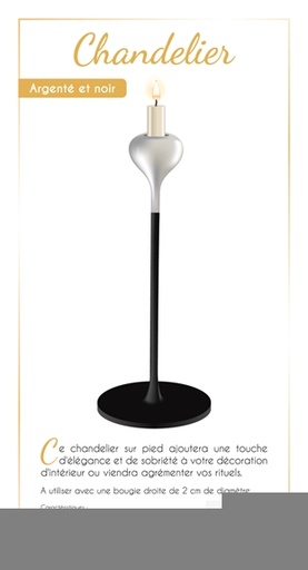 [3660341678725] Chandelier Métal sur Pied  -  Argenté Brillant et Noir Mat