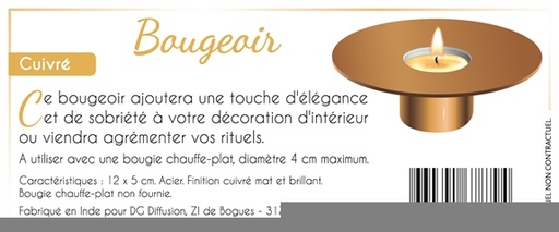 [3660341678794] Bougeoir Métal -  Cuivré Rose Brillant et Mat