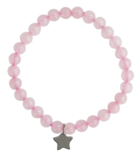 [3660341679920] Bracelet Quartz Rose Perles rondes 6 mm Breloque étoile