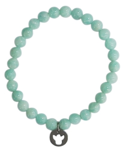 [3660341679944] Bracelet Amazonite Perles rondes 6 mm Breloque ange