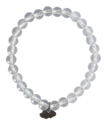 [3660341679968] Bracelet Cristal de Roche Perles rondes 6 mm Breloque nuage