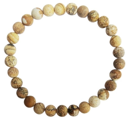 [3660341679999] Bracelet Jaspe paysage Perles rondes 6 mm Mates