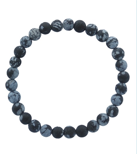 [3660341680018] Bracelet Obsidienne mouchetée Perles rondes 6 mm Mates