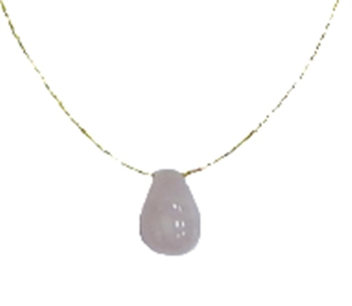 [3660341680117] Collier Quartz Rose briolette Fil coton doré