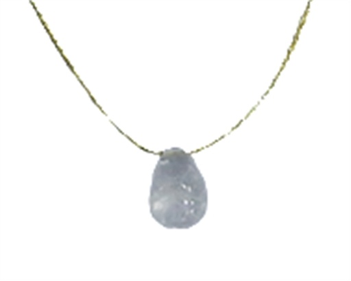 [3660341680124] Collier Cristal de roche briolette Fil coton doré