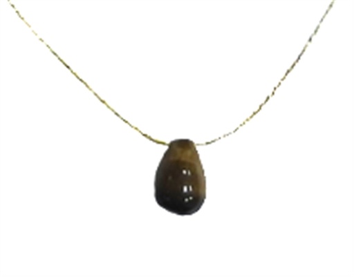 [3660341680131] Collier Oeil de Tigre briolette Fil coton doré