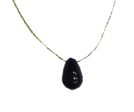 [3660341680155] Collier Onyx Noir briolette Fil coton doré
